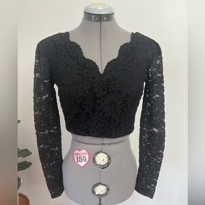 City Studio Womens Black Lace Glitter
Crop Top Blouse